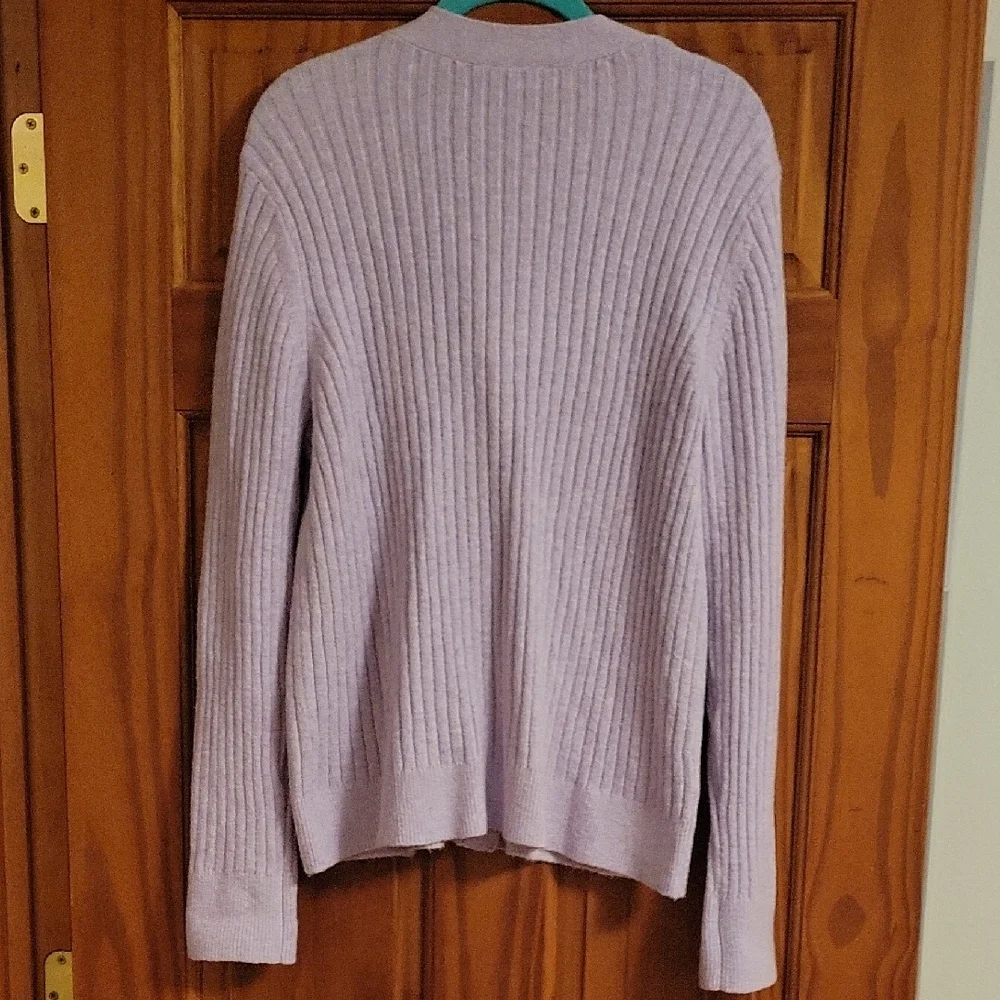 Lavender Ribbed Cardigan Sweater - Picture 4 of 4